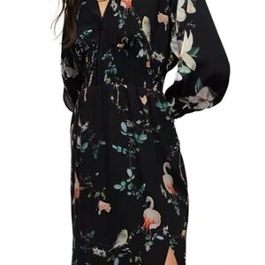All Saints Nia Fabia Black Flamingo Floral Dress Size US 8